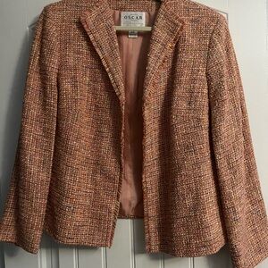 Oscar de la Renta Peach Tweed Blazer/Skirt